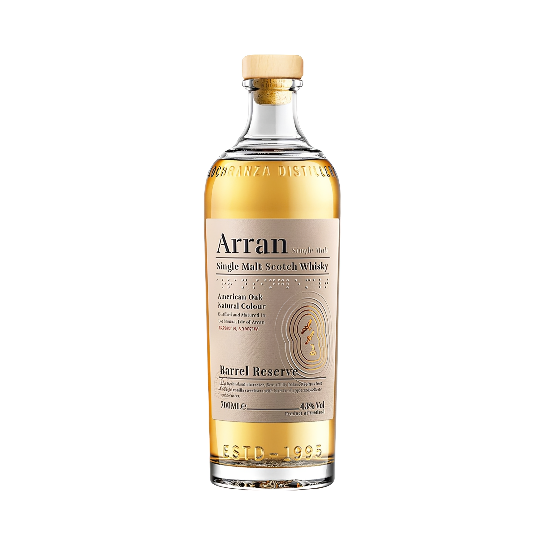 推荐商品：Arran/艾伦 甄选波本桶 单一麦芽威士忌 700ml 43%vol 裸瓶装