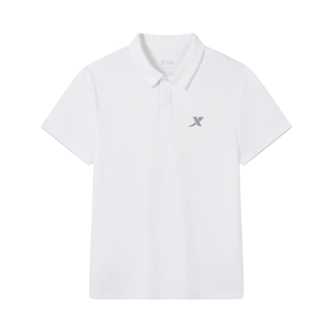 推荐商品：Xtep童装 速干吸汗透气翻领套头短袖Polo衫 男儿童 677225029146 珍珠白