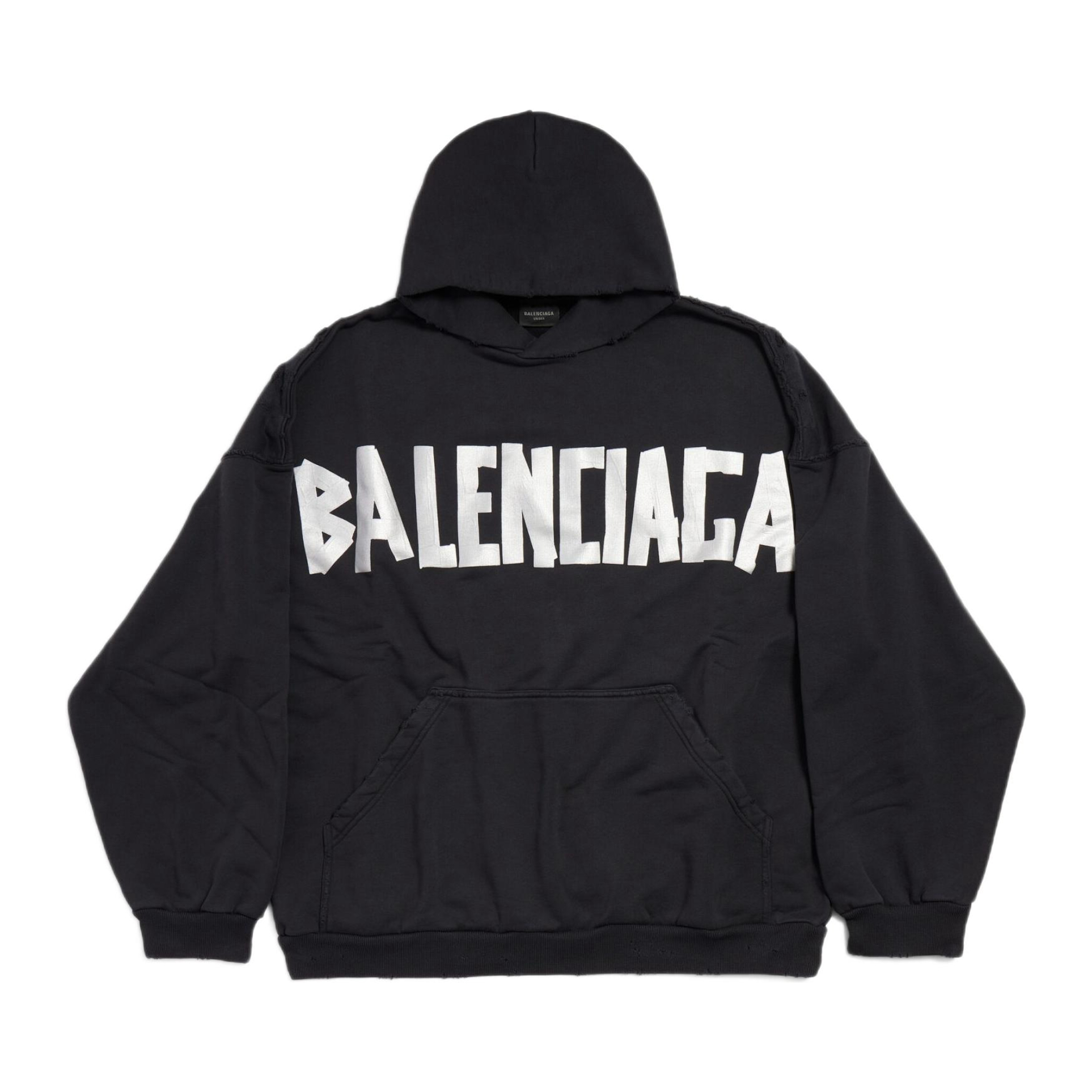 Balenciaga/巴黎世家 套头徽标长袖常规版型连帽卫衣 男女同款 739024TQVQ91073 黑