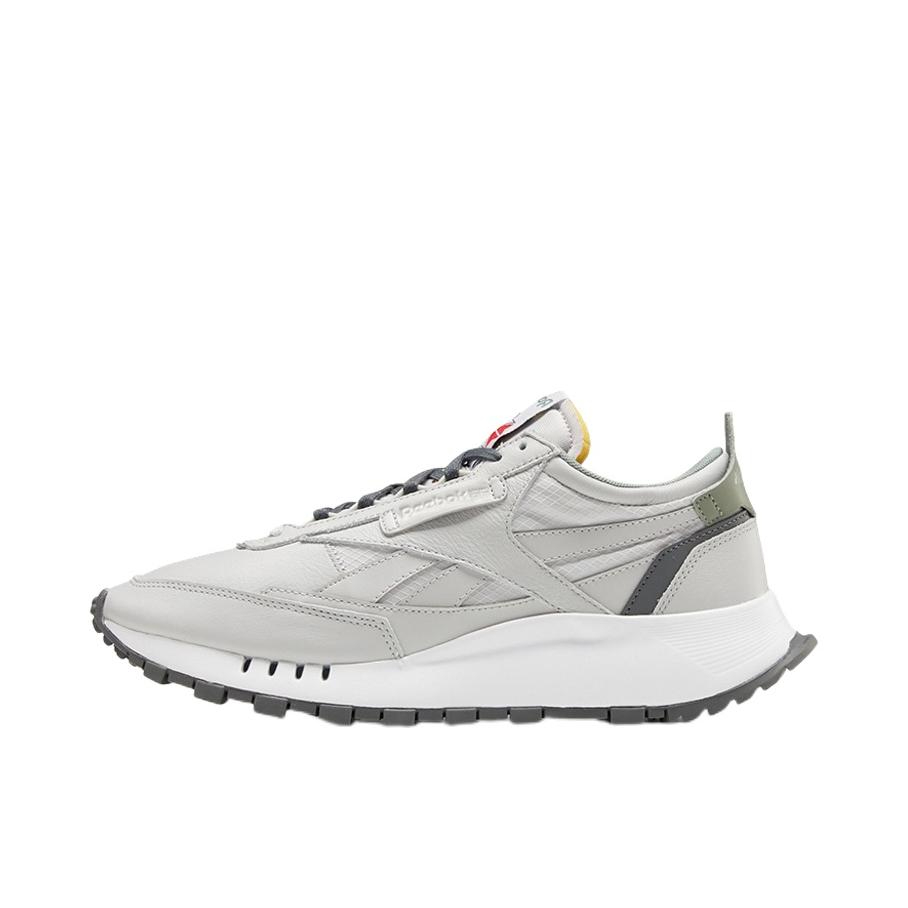 推荐商品：Reebok/锐步 Classic Leather Legacy 跑鞋 时尚复古合成革包裹性轻便减震增高 灰色/绿色