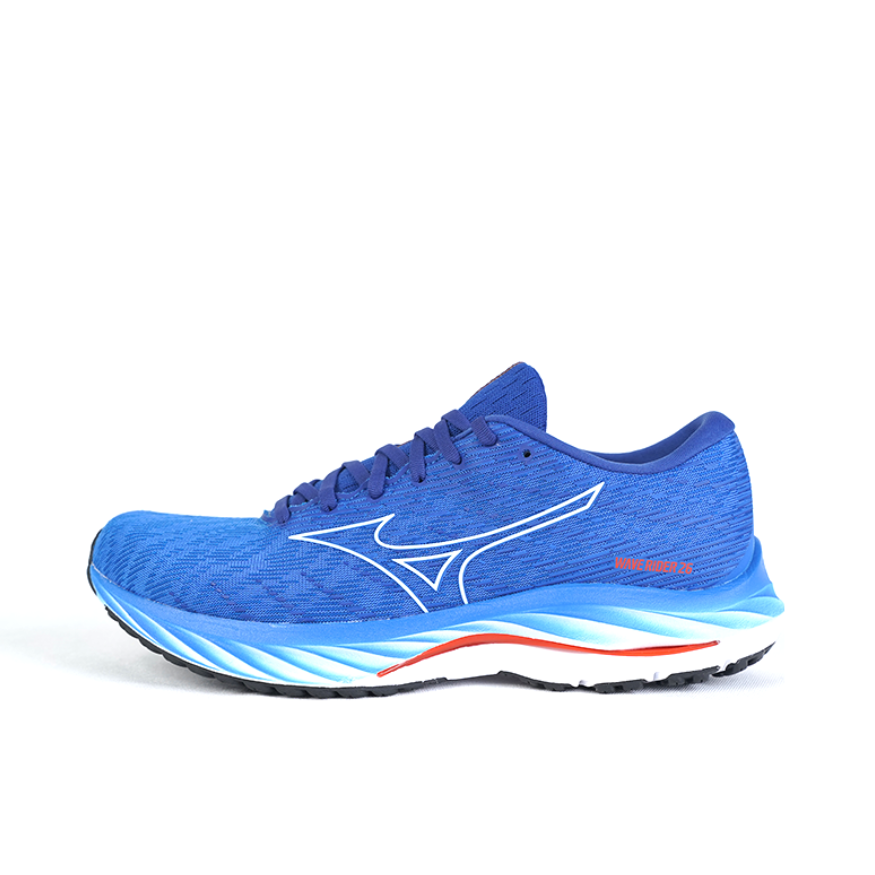 推荐商品：Mizuno/美津浓 Wave Rider 26 防滑耐磨 轻便 稳定 碳板 织物 马拉松 跑鞋 蓝色/白色
