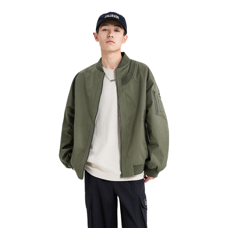 Warrior 加厚加绒立领夹棉棒球服夹克 OA331A12008 棉衣款/军绿