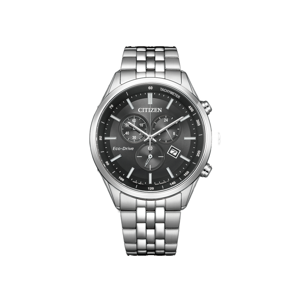 推荐商品：Citizen/西铁城 不锈钢表带商务经典三眼计时休闲时尚光动能石英男士手表