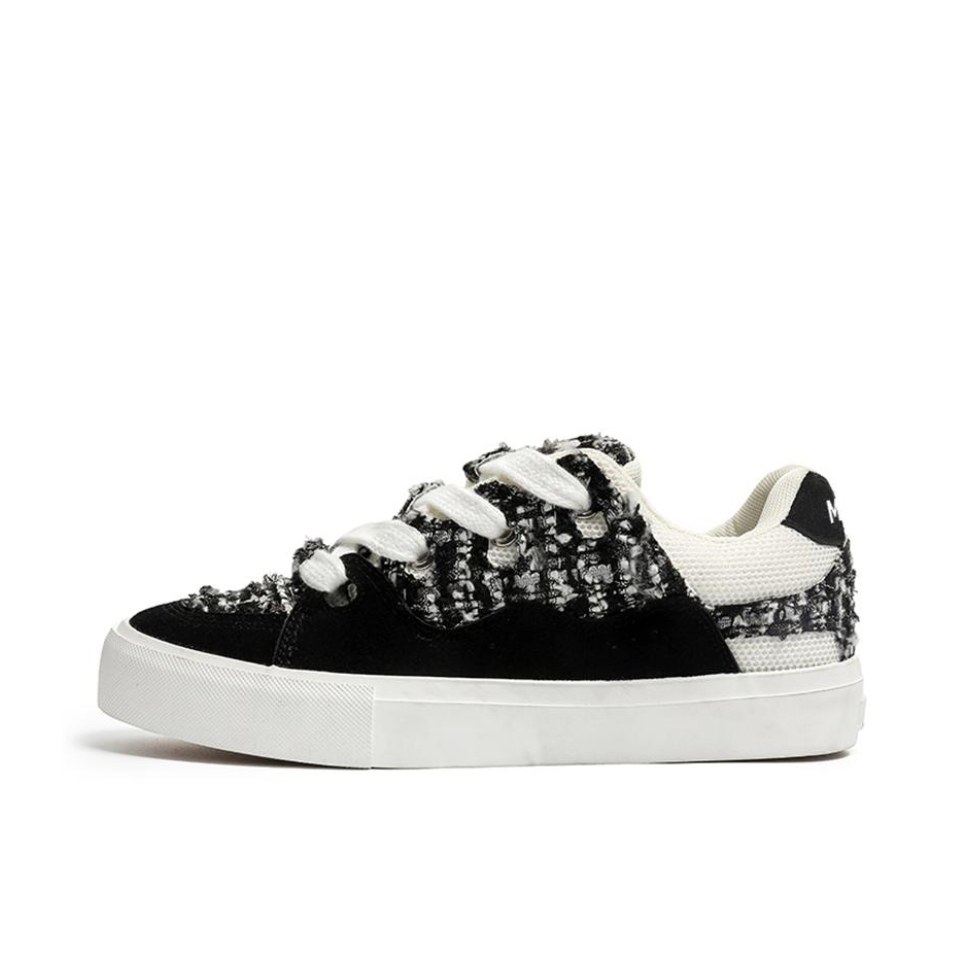 推荐商品：medd/名典 板鞋 面包鞋 软底支撑街头织物增高 LGZ-GXMX200 黑格子