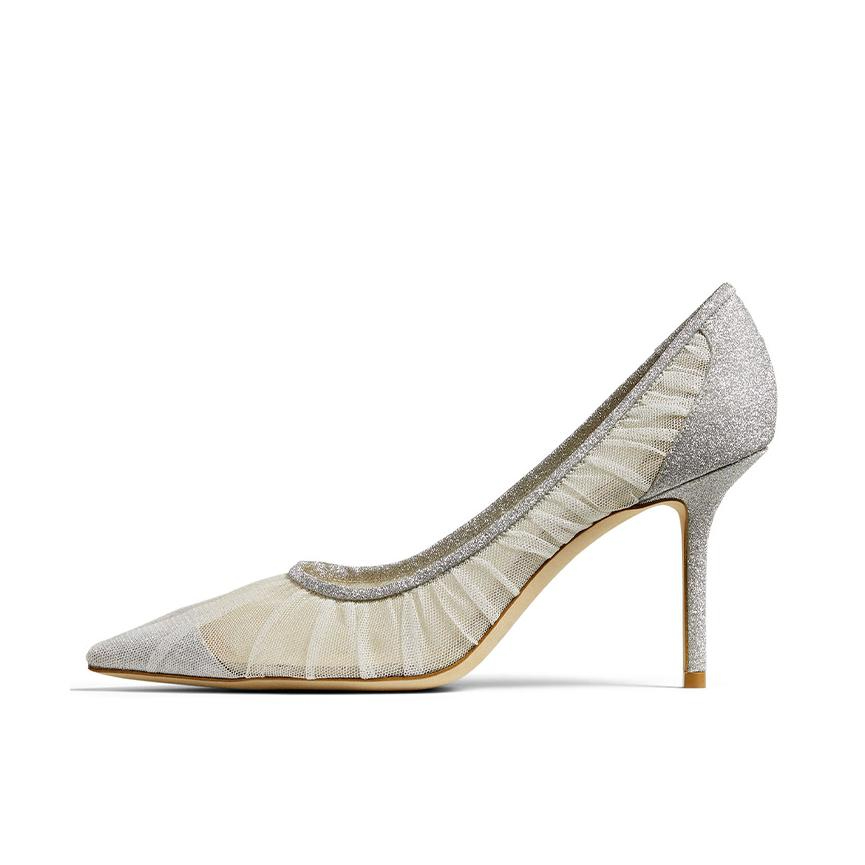 推荐商品：Jimmy Choo Love 85 浅口 时尚优雅 舒适 细跟 尖头 套脚 婚鞋 高跟鞋 象牙白