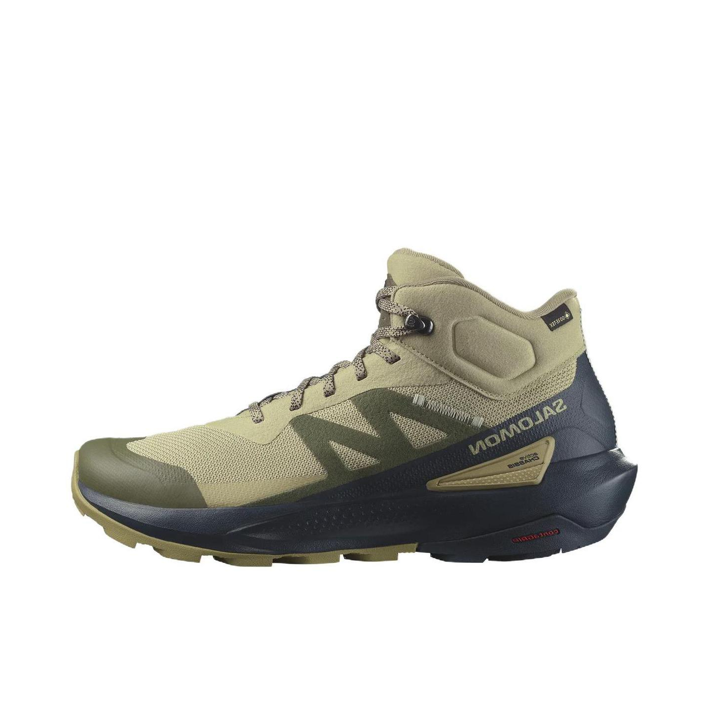 推荐商品：Salomon/萨洛蒙 Elixir Activ Mid GTX 防水 缓震透气 稳定支撑 防滑耐磨 越野徒步 登山鞋 户外鞋 绿色/灰色