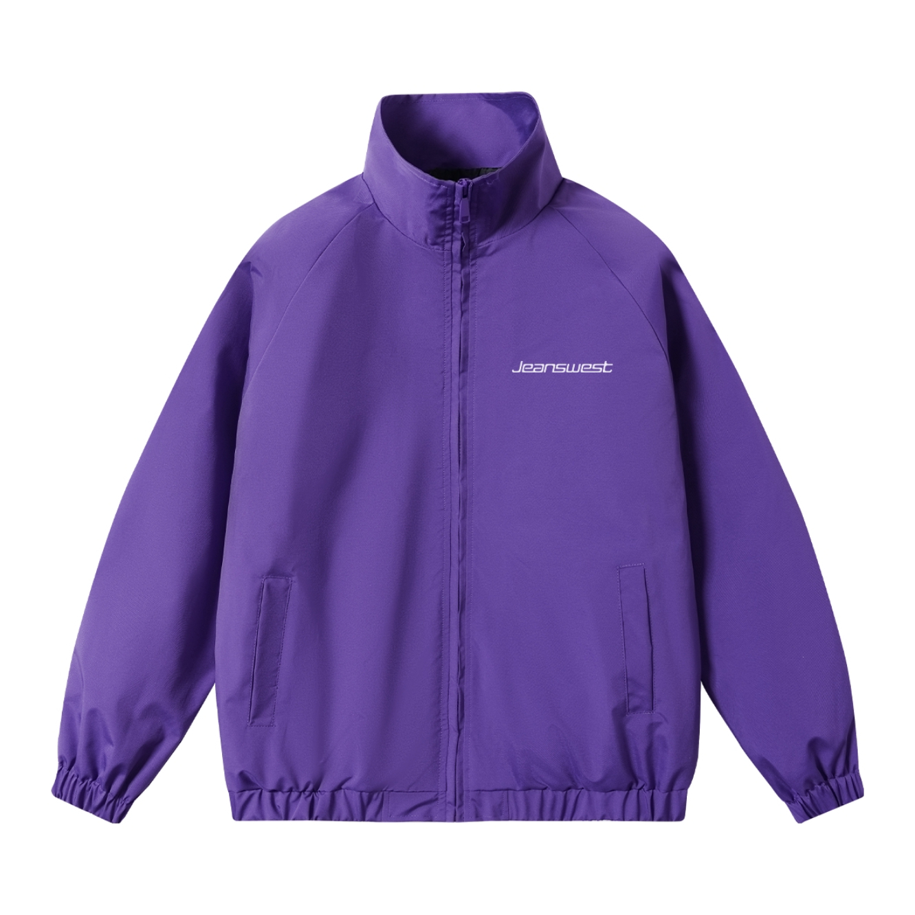 Jeanswest/真维斯 机能风美式字母印花防风立领长袖夹克 男女同款 EW-41-12200Q 紫
