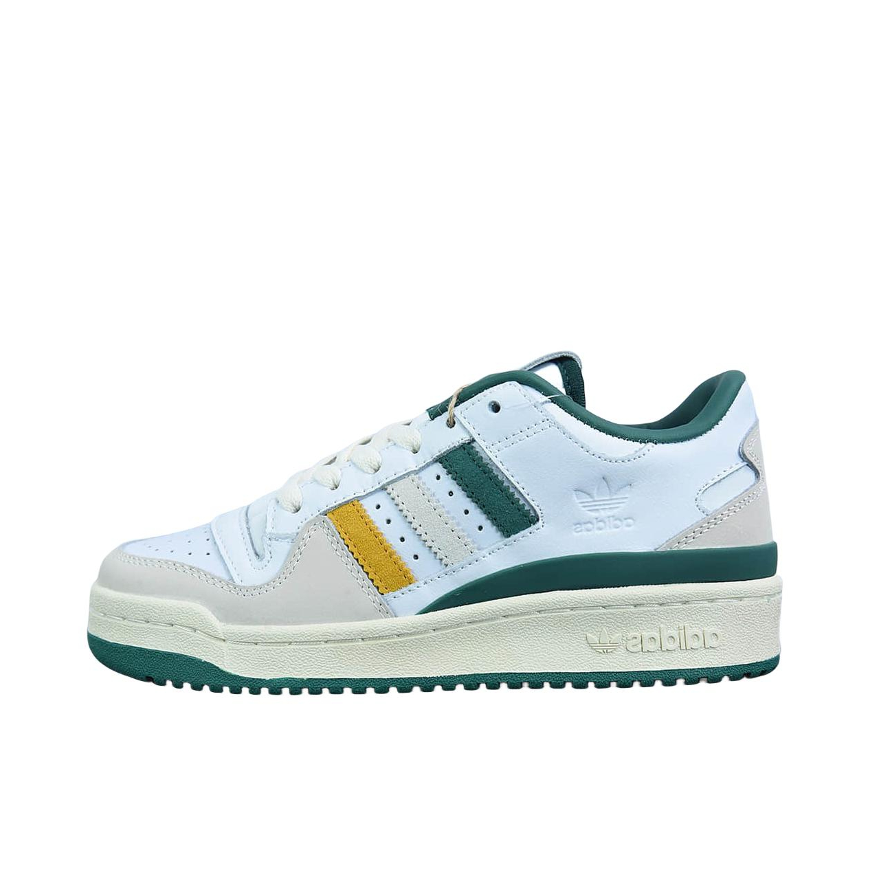 推荐商品：adidas Originals Forum 板鞋 轻便复古防滑时尚魔术贴篮球风薄底包裹性 白/绿色