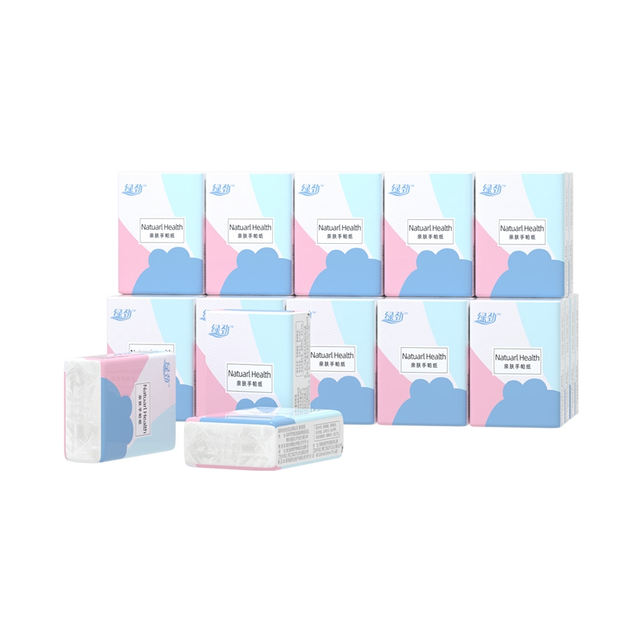 推荐商品：绿劲 无香 3层 亲肤手帕纸 原生木浆 柔韧舒适