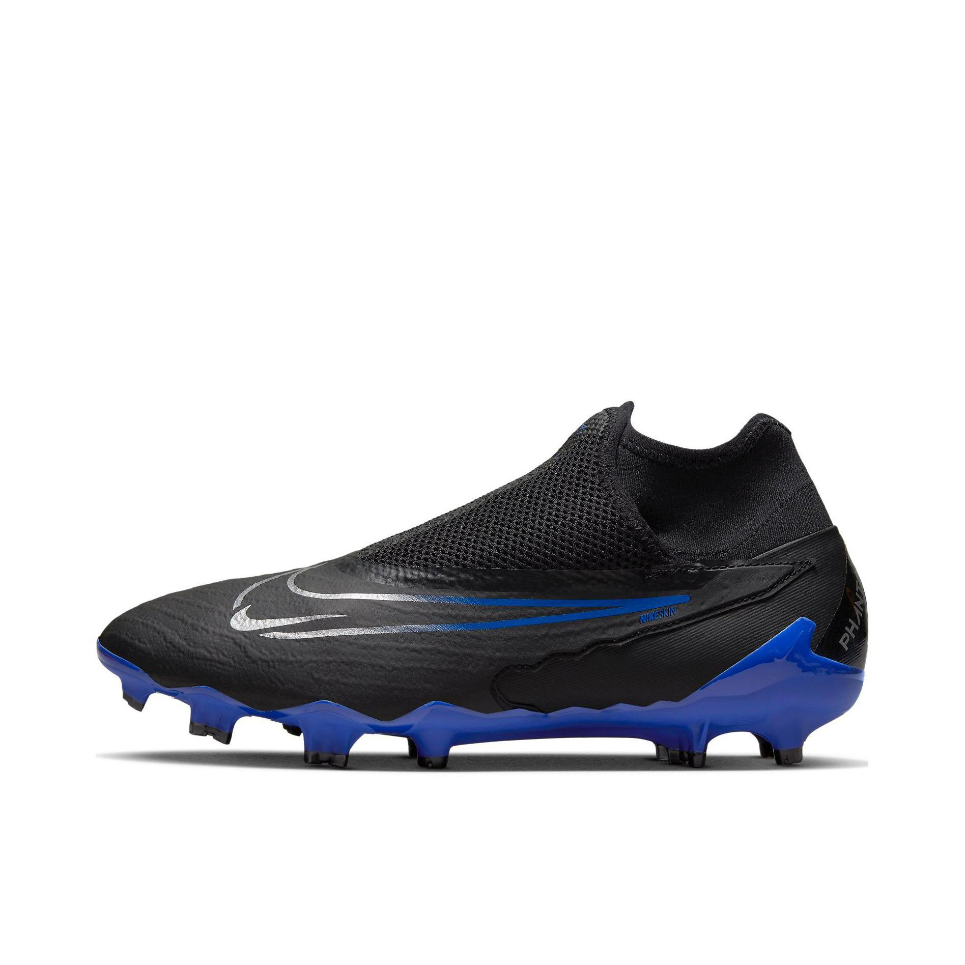 推荐商品：Nike Phantom GX Pro FG 次顶级 胶质长钉 硬天然草地 足球鞋 黑色/蓝色