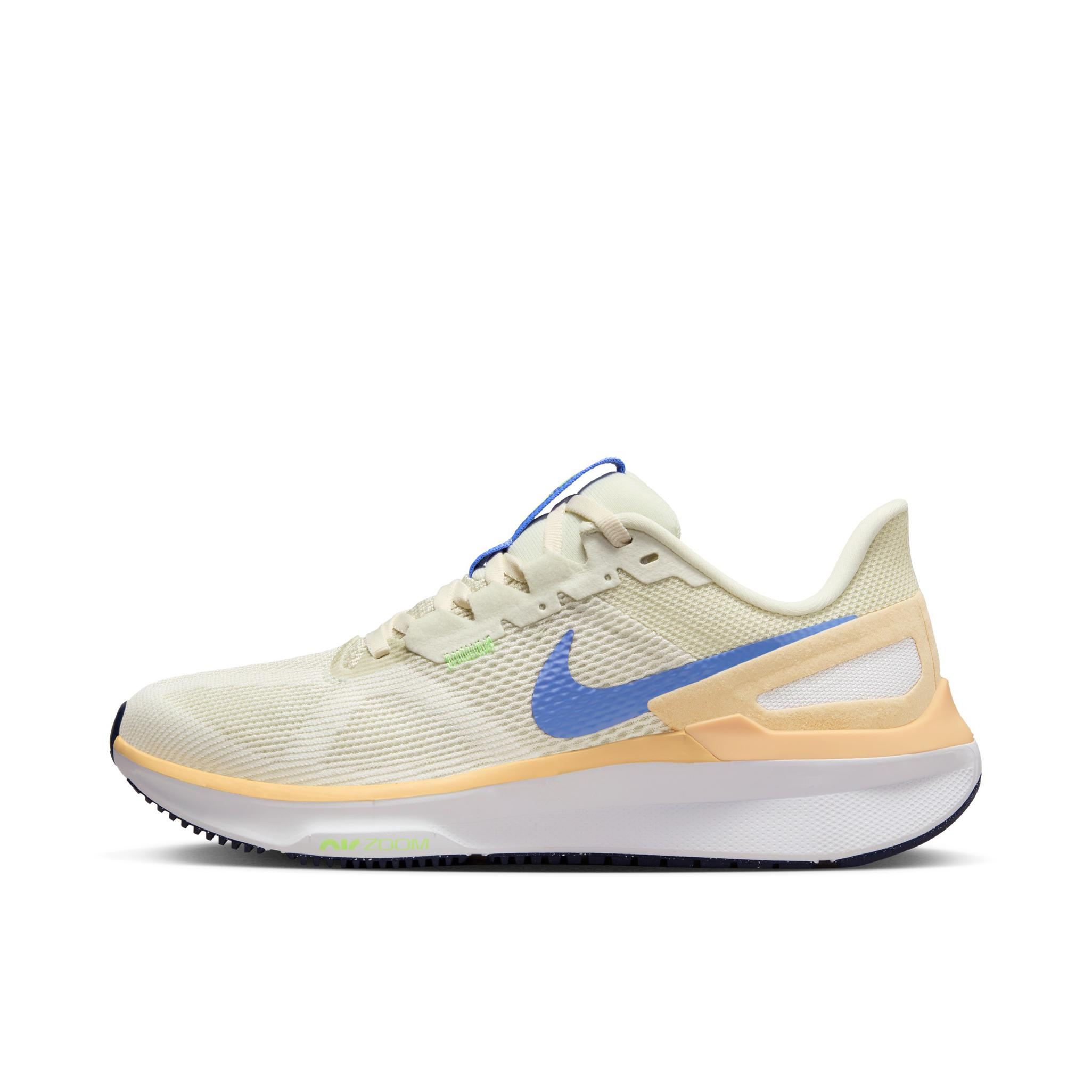 推荐商品：Nike Air Zoom Structure 25 跑鞋 公路减震织物支撑训练轻便 椰奶白