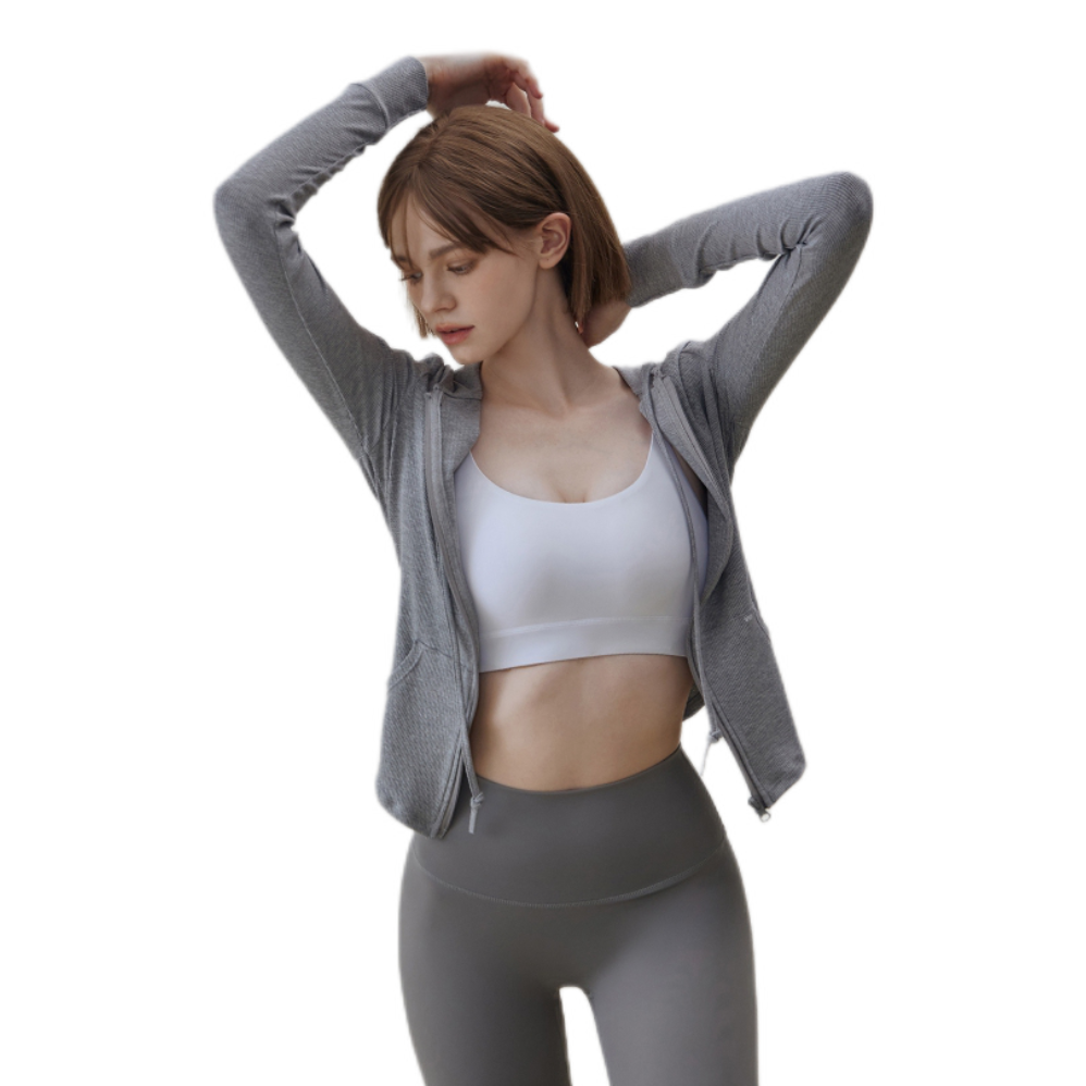 推荐商品：Gigt 纯色修腰连帽瑜伽服 女装 GC135052-1 灰