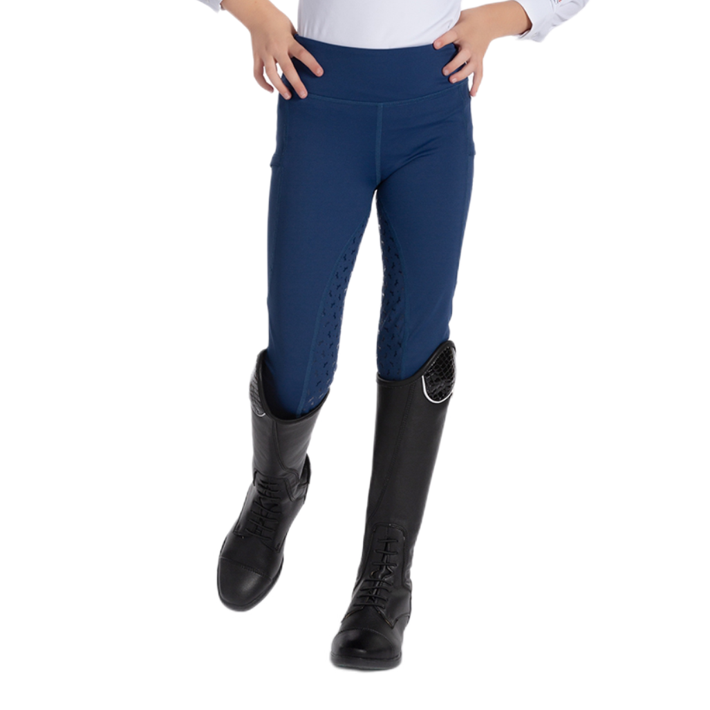 推荐商品：horseleader童装 高弹硅胶骑马训练马术运动长裤 女中大童 6118 庄园兰