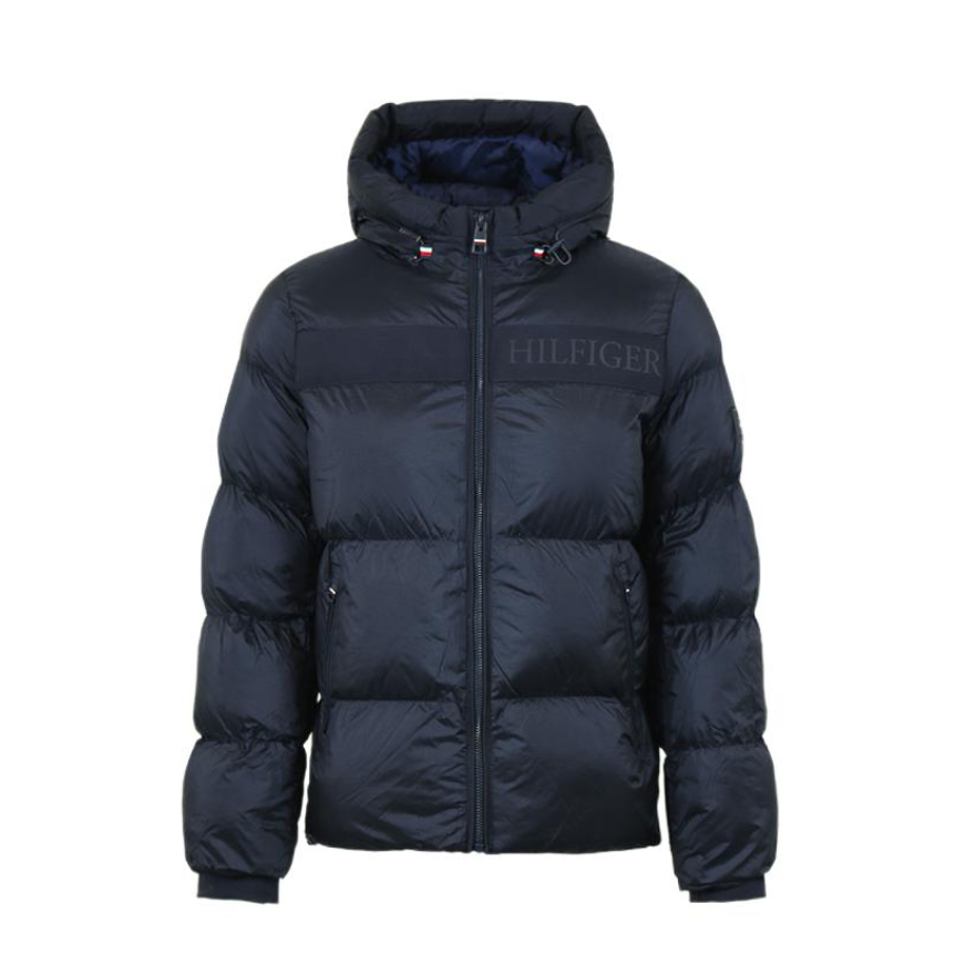 推荐商品：Tommy Hilfiger/汤米希尔费格 防风保暖拉链长袖棉服 深蓝