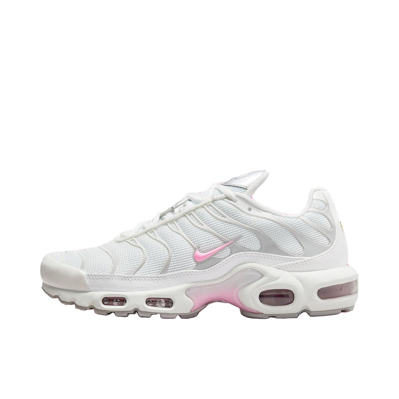 推荐商品：Nike Air Max Plus 跑鞋 休闲舒适轻便网布透气防滑耐磨气垫缓震包裹性贴合圆头 白色/浅粉