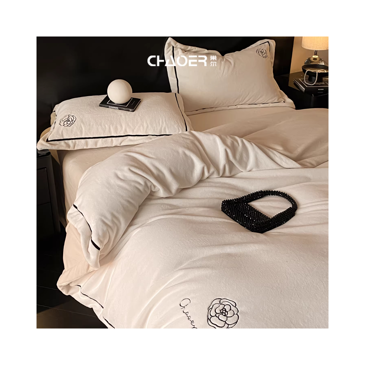 推荐商品：巢尔 无暇微云系列 牛奶绒 四件套