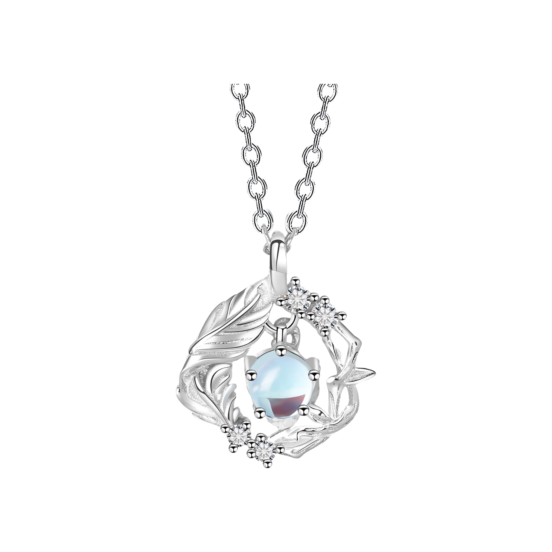 推荐商品：宝恋 蓝桉与鸟足银项链 LJ942215-Z