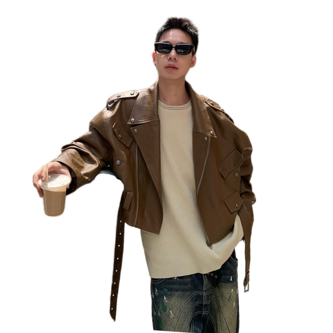 推荐商品：R1DGE 夹棉机车短款加厚棉服 男女同款 R-BBX-2369 棕