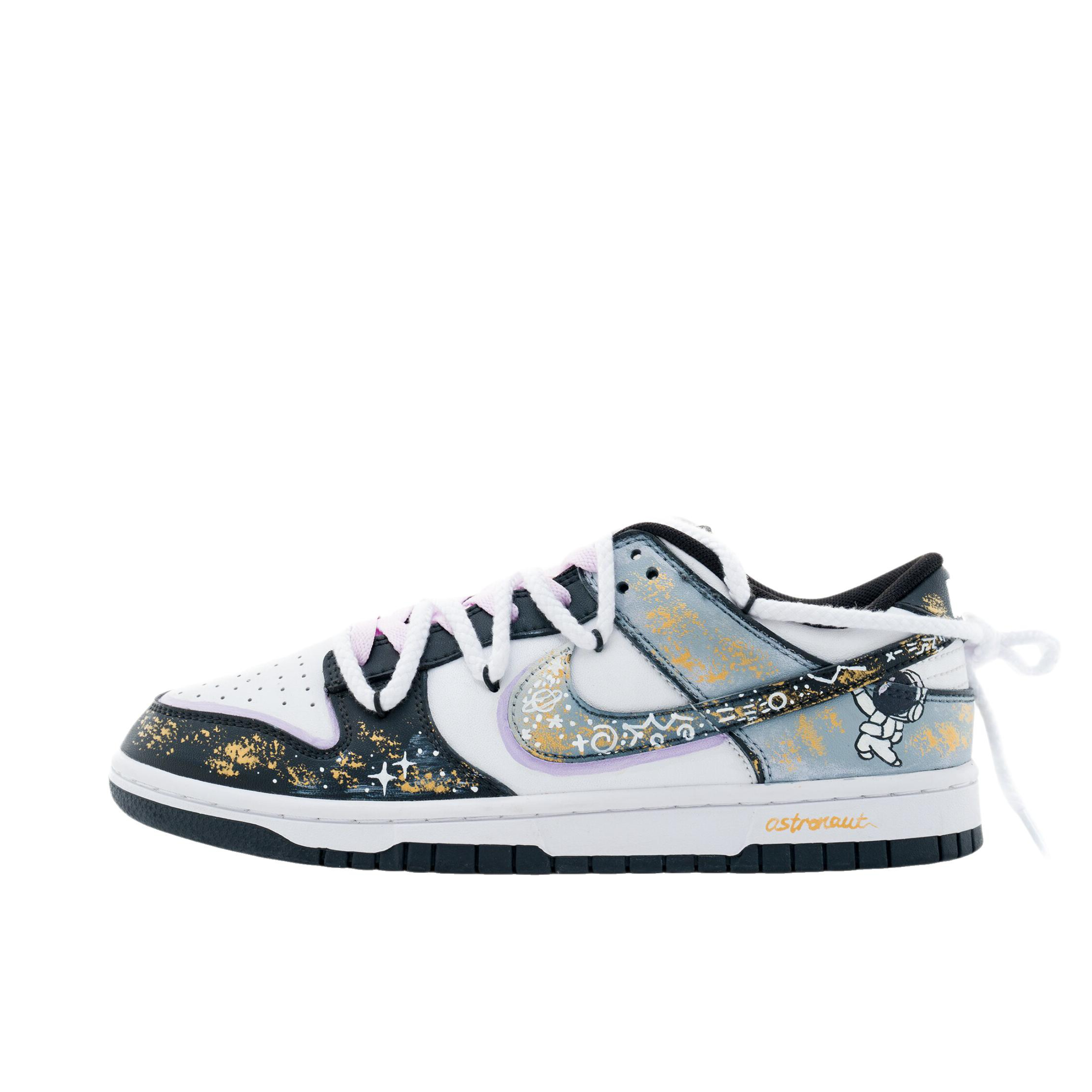 推荐商品：【定制球鞋】 Nike Dunk 板鞋 平跟系带防滑耐磨做旧高街简约百搭潮流复古美式 粉雾星航
