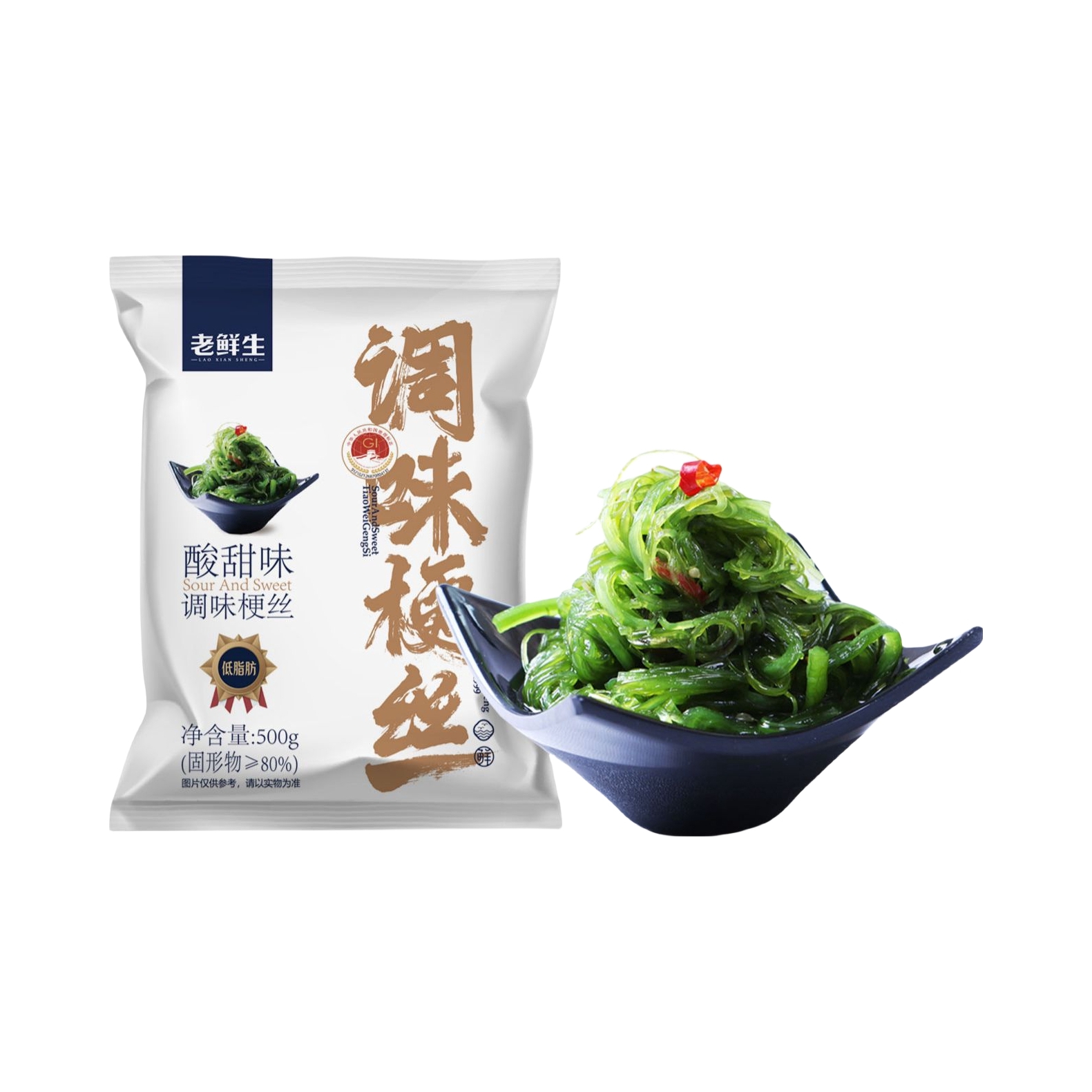 推荐商品：老鲜生 酸甜味 调味裙带菜梗丝 袋装