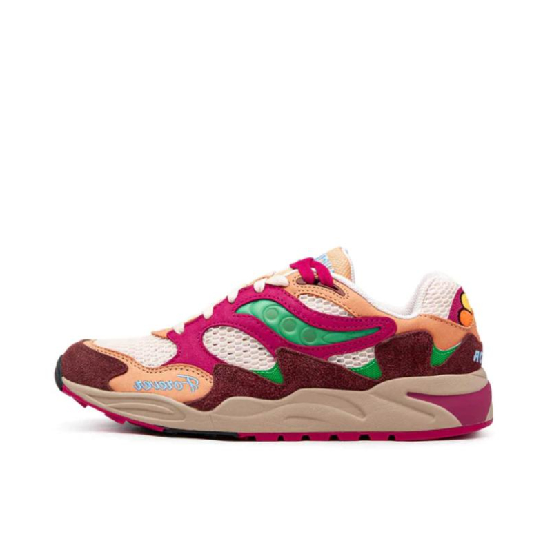 推荐商品：Saucony/索康尼 Grid Shadow 2 拼接 增高 合成革 防滑耐磨 舒适透气 复古百搭 跑鞋 Jae Tips联名/米色/棕色/红色