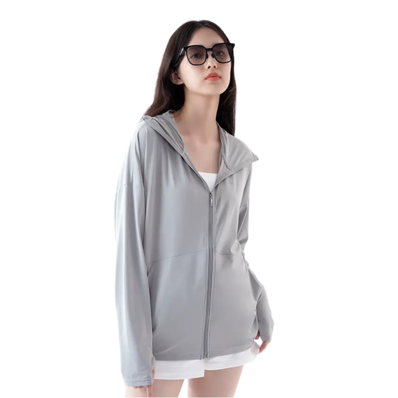 推荐商品：【徐璐同款】茉寻 冰感冰丝插肩防紫外线透气冰钛原纱落肩款防晒衣 女装 GF-01-16 MXTY 灰