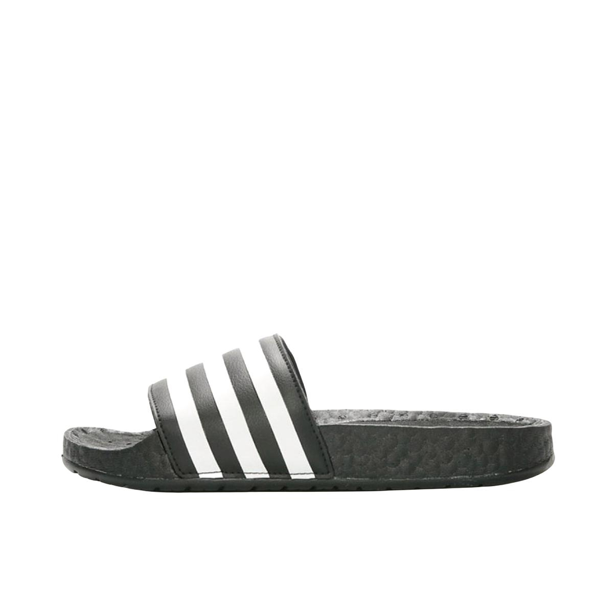 推荐商品：adidas Adilette Boost 时尚休闲 舒适轻便 防滑耐磨 一字 运动 拖鞋 Black/White 黑色/白色
