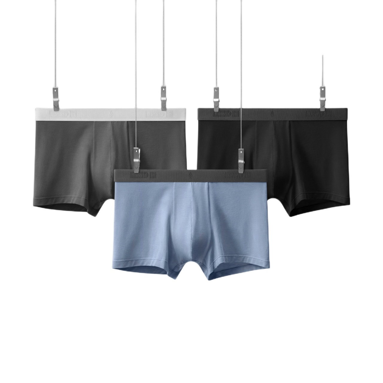 推荐商品：Bananain/蕉内 银皮3系发育期七夕送礼透气纯棉裆部中腰男士四角内裤 3PBU301P 氢黑+氢深灰+新氢蓝/3条装