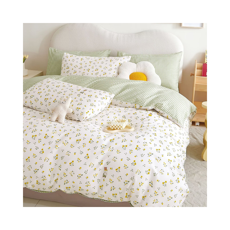 推荐商品：愉悦之家 简约系列 全棉印花四件套学生宿舍被单枕套被套 YYZJ041602