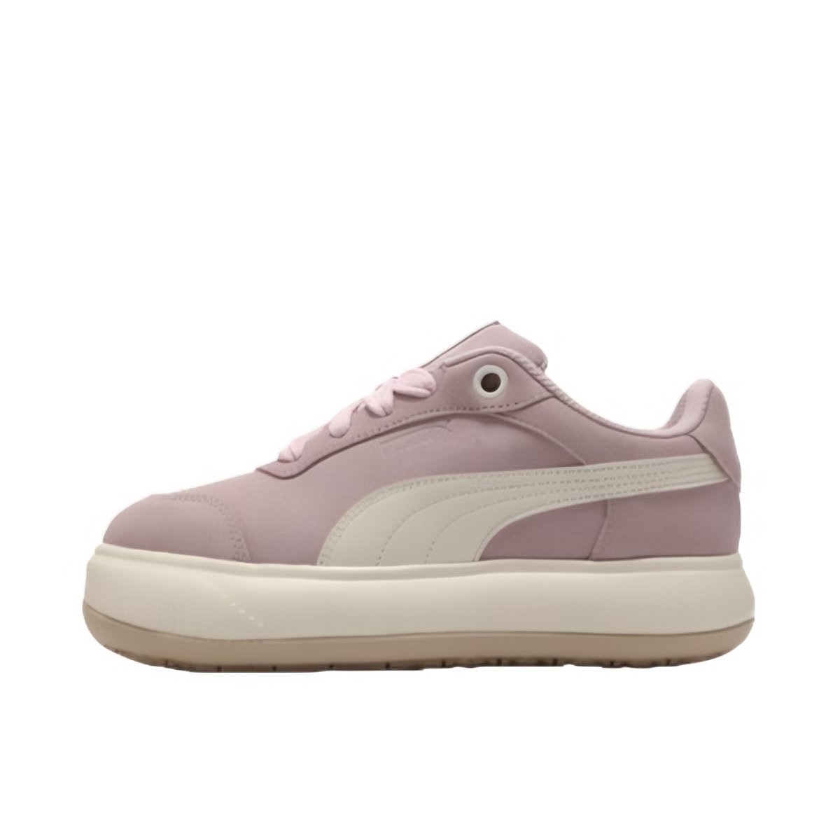 推荐商品：Puma/彪马 Mayu Hybrid LEA 板鞋 防滑耐磨舒适百搭复古增高 女款/玫瑰红/米白色