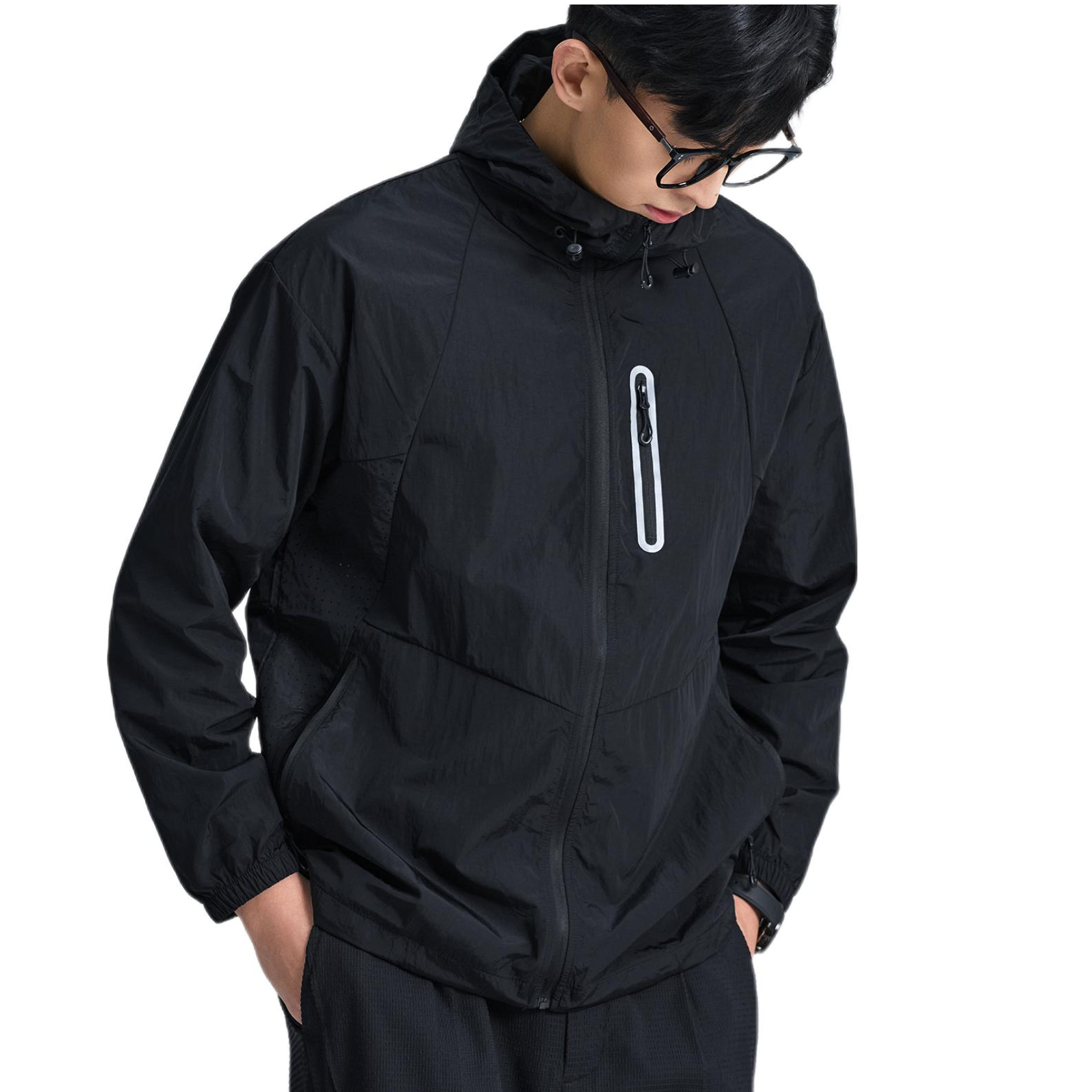 推荐商品：海上公路 透气拉链连帽长袖防晒衣 SRC025336 黑