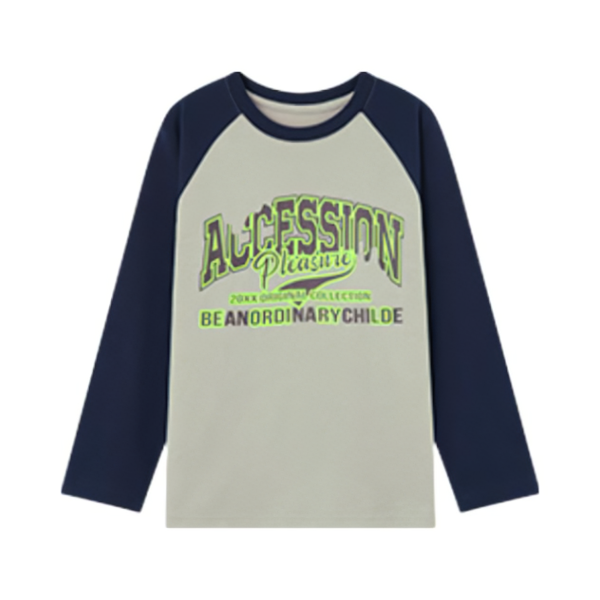 推荐商品：多多家童装 纯棉针织拼接圆领长袖T恤 男中大童 TX3Q8064B 灰蓝