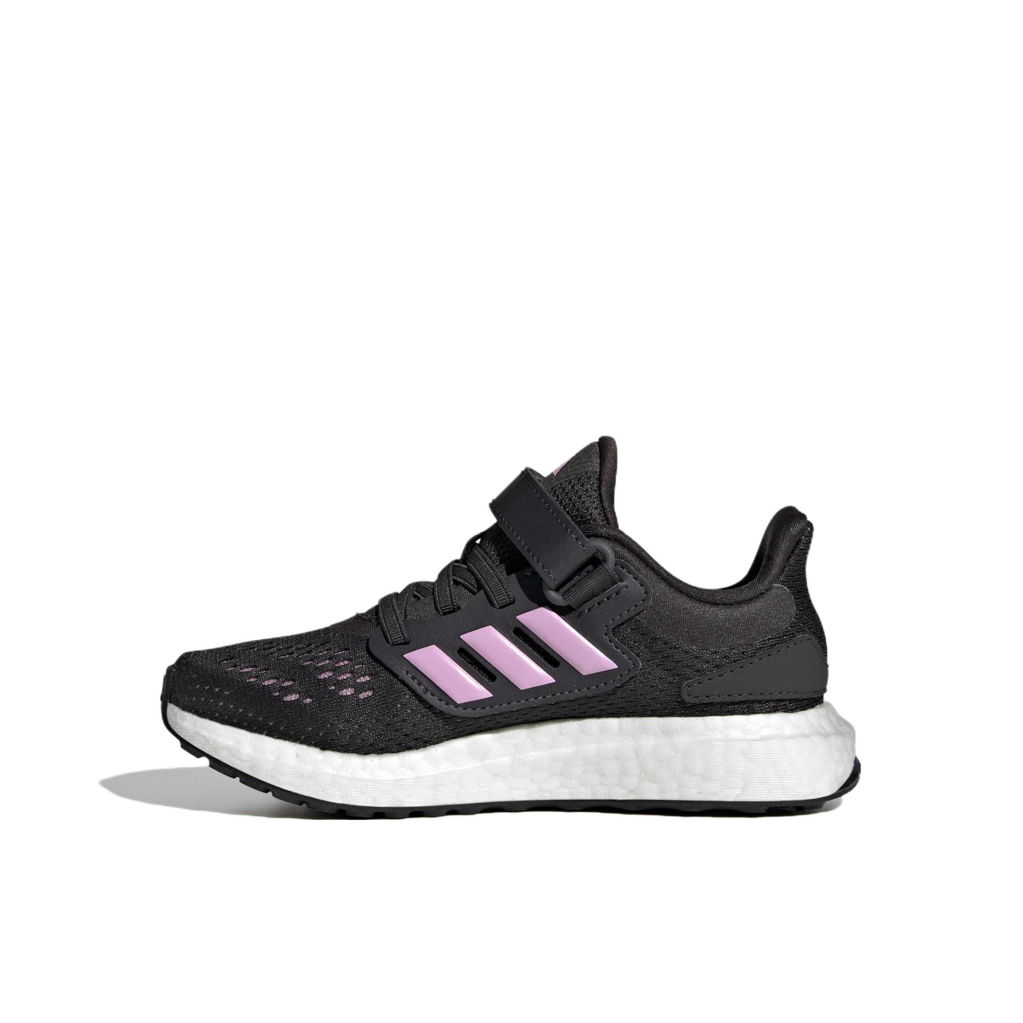 推荐商品：adidas  Pureboost 22  舒适百搭 防滑耐磨 网面透气 减震轻便  跑鞋 运动鞋 儿童 小童/黑色/淡紫色