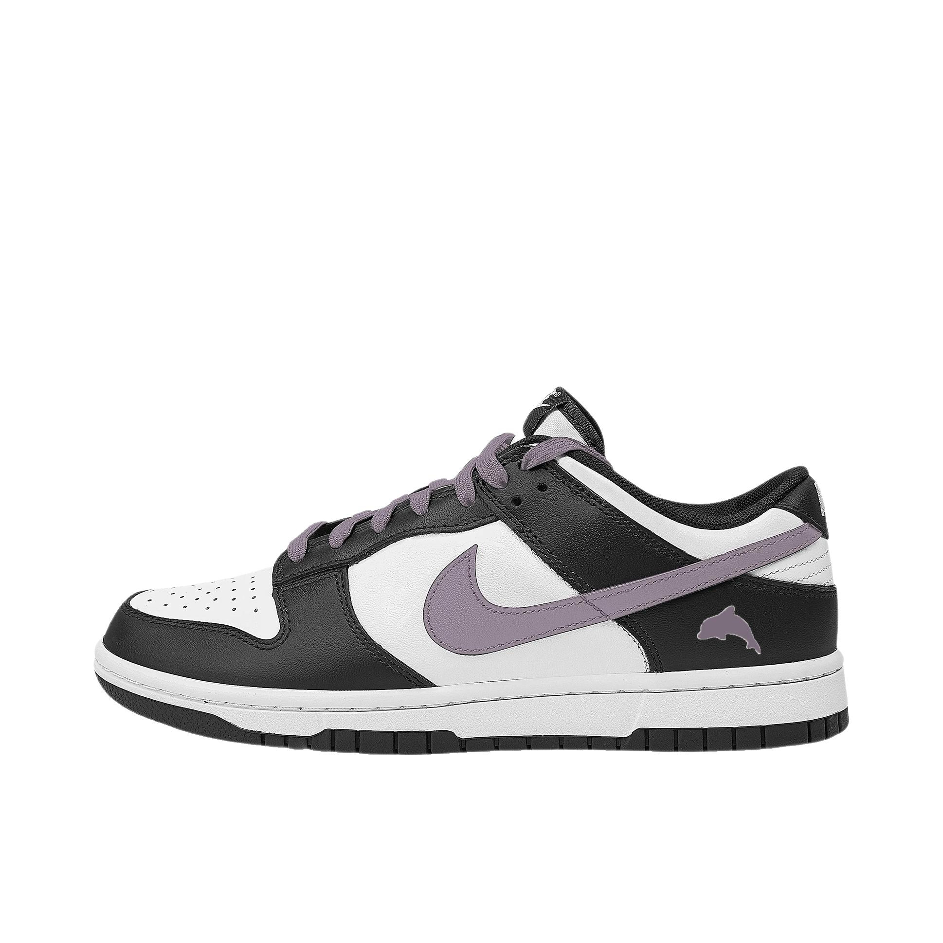 推荐商品：【定制球鞋】 Nike Dunk 板鞋 平跟系带防滑耐磨做旧高街简约百搭潮流复古美式 香芋海豚