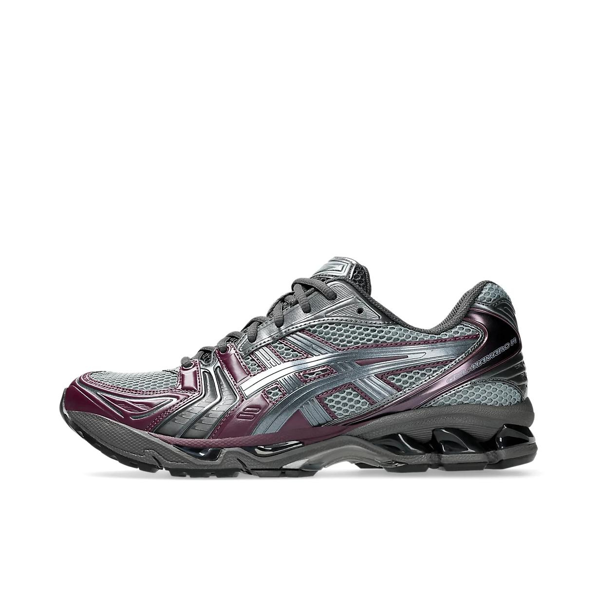 推荐商品：Asics/亚瑟士 Gel-Kayano 14 跑鞋 舒适减震防滑耐磨网面百搭复古慢跑 ATMOS联名/灰色/紫色