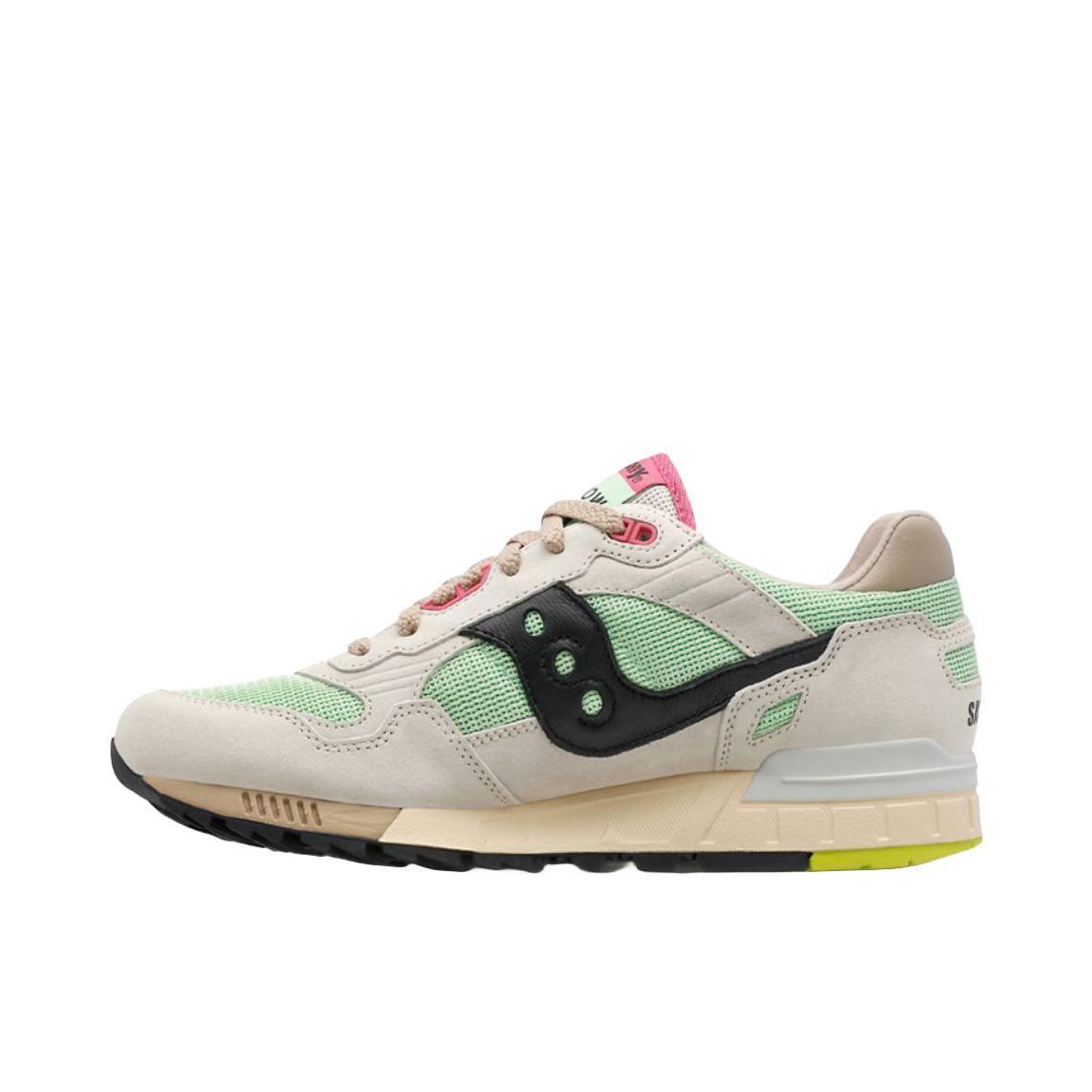 推荐商品：Saucony/索康尼 Shadow 5000 防滑耐磨 经典复古 减震回弹 舒适透气 轻便 运动 防水 低帮 跑鞋 灰色/浅绿色