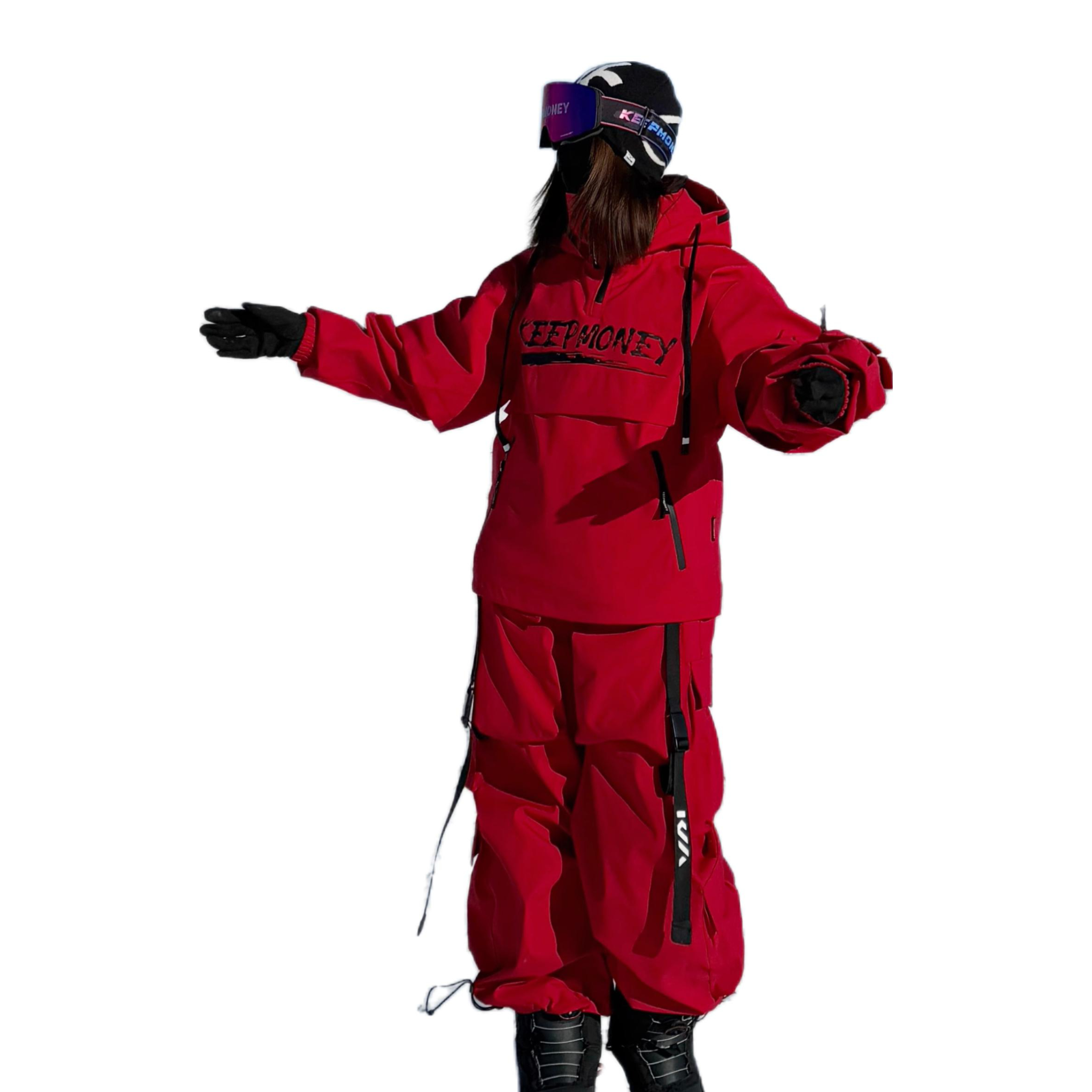 推荐商品：KeepMoney 防水加厚保暖防风透气耐磨运动套装 KM008 朱红