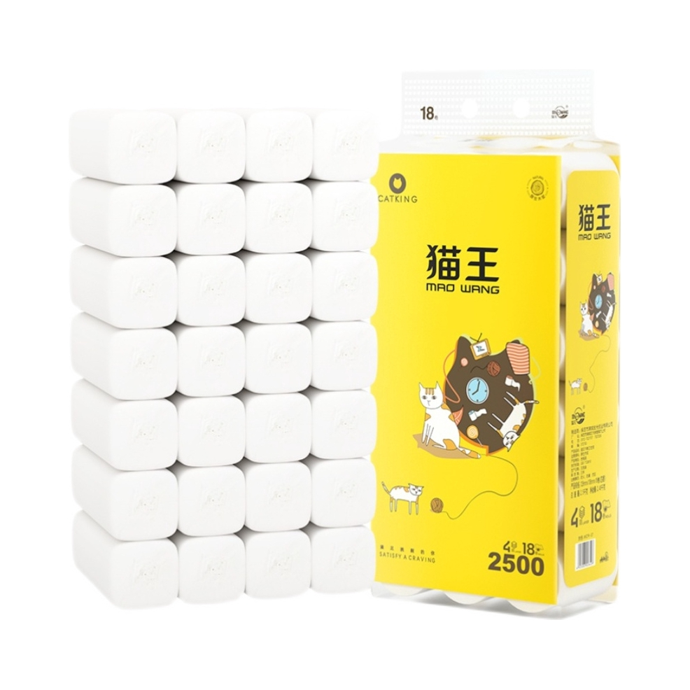 推荐商品：MAO WANG/猫王 细腻柔韧系列 5层 无芯卷纸 家用木浆实心 原生