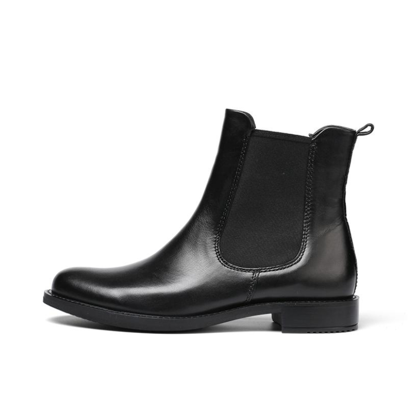 推荐商品：ECCO/爱步 Sartorelle 25 舒适防滑 圆头 复古英伦 百搭 烟筒靴 时装靴 黑色