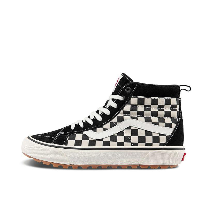 推荐商品：Vans/范斯 SK8-Hi 板鞋 潮流经典拼接复古街头厚底 黑白棋盘格/米色