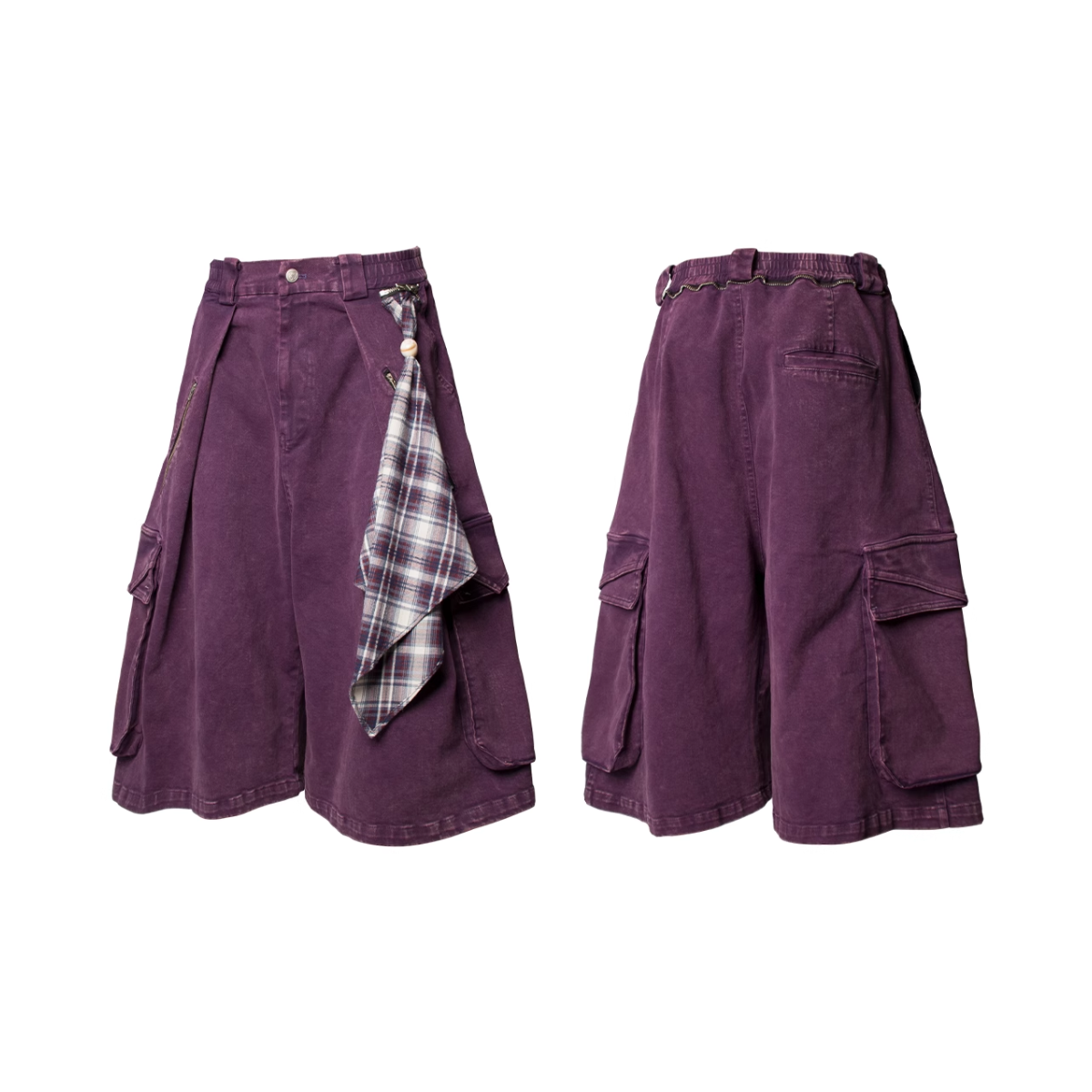 推荐商品：RELABEL 廓型八分牛仔可拆卸水洗休闲短裤 RE251206002409 紫