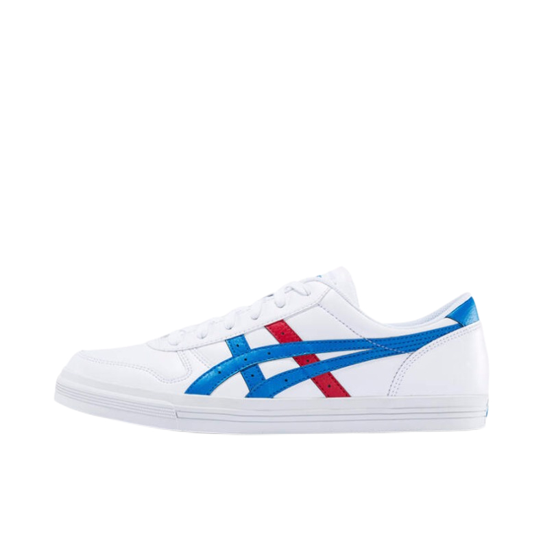推荐商品：Asics/亚瑟士 Aaron 防滑耐磨 轻便透气 复古 运动休闲鞋 White/Blue 白色/蓝色/红色