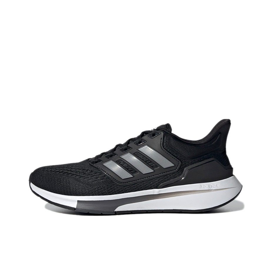 推荐商品：adidas EQ21 Run 跑鞋 减震防滑耐磨透气网面随心畅跑稳定轻质包裹性 黑色/白色/灰色