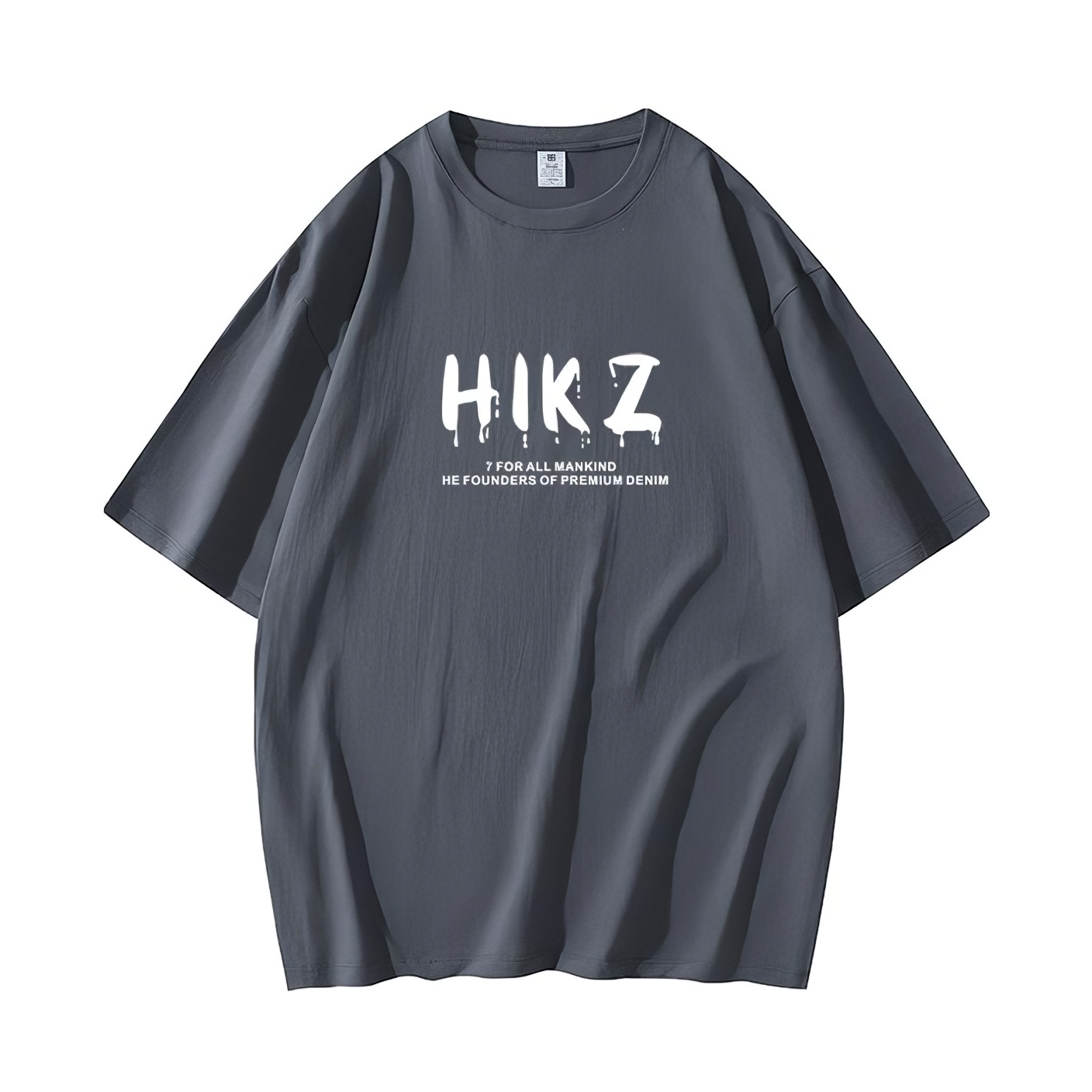 HIKZ 纯棉圆领透气星星字母印花短袖T恤 男女同款 HZT220-H082 深灰
