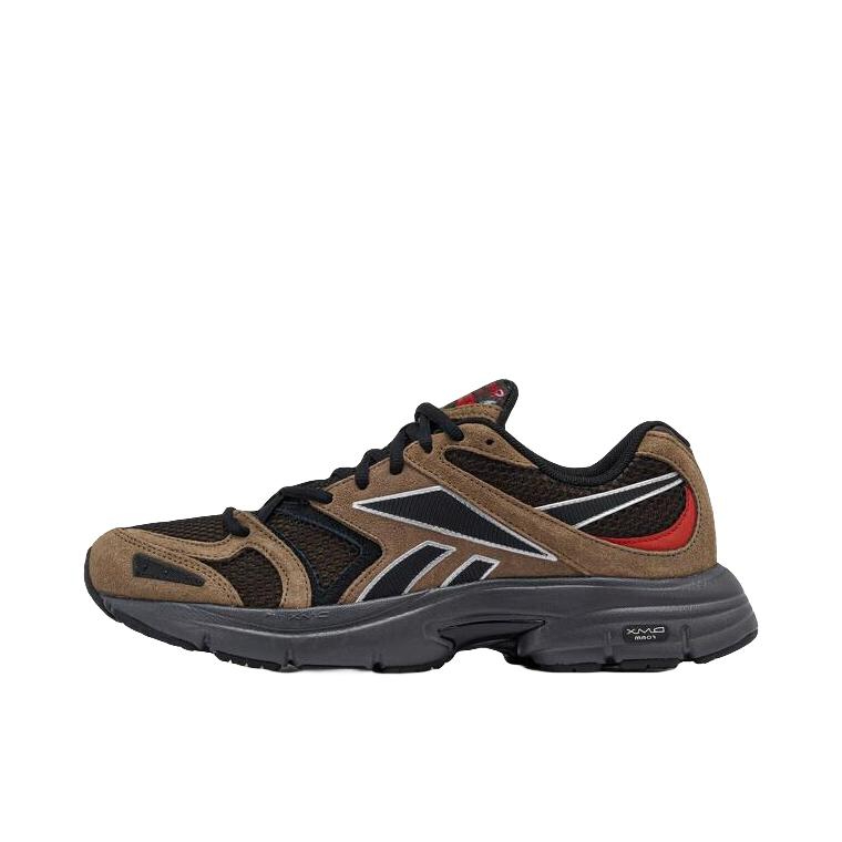 推荐商品：Reebok/锐步 Premier Road Plus VI 运动休闲鞋 经典复古织物拼接合成革圆头减震轻便包裹性 棕色/黑色/红色