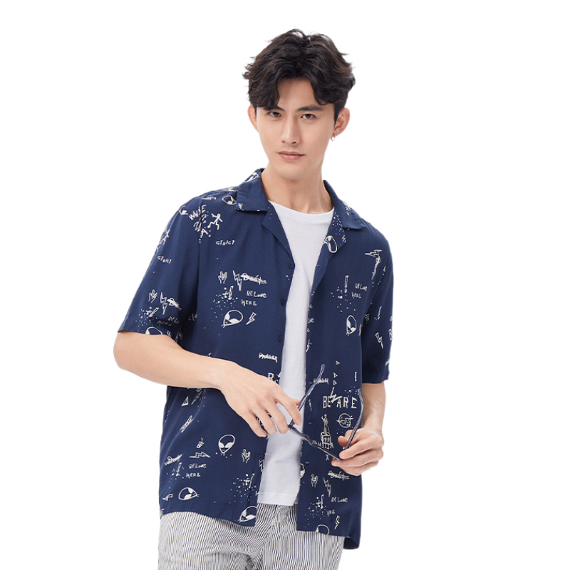 Baleno 度假少年时尚印花短袖衬衫 88104045