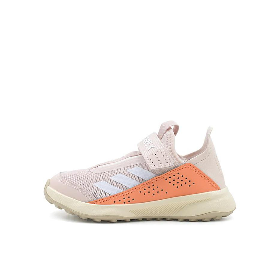 推荐商品：adidas  TERREX VOYAGER 21  耐磨 魔术贴 户外  一脚蹬 徒步鞋  运动鞋儿童 小童/粉色/橙色