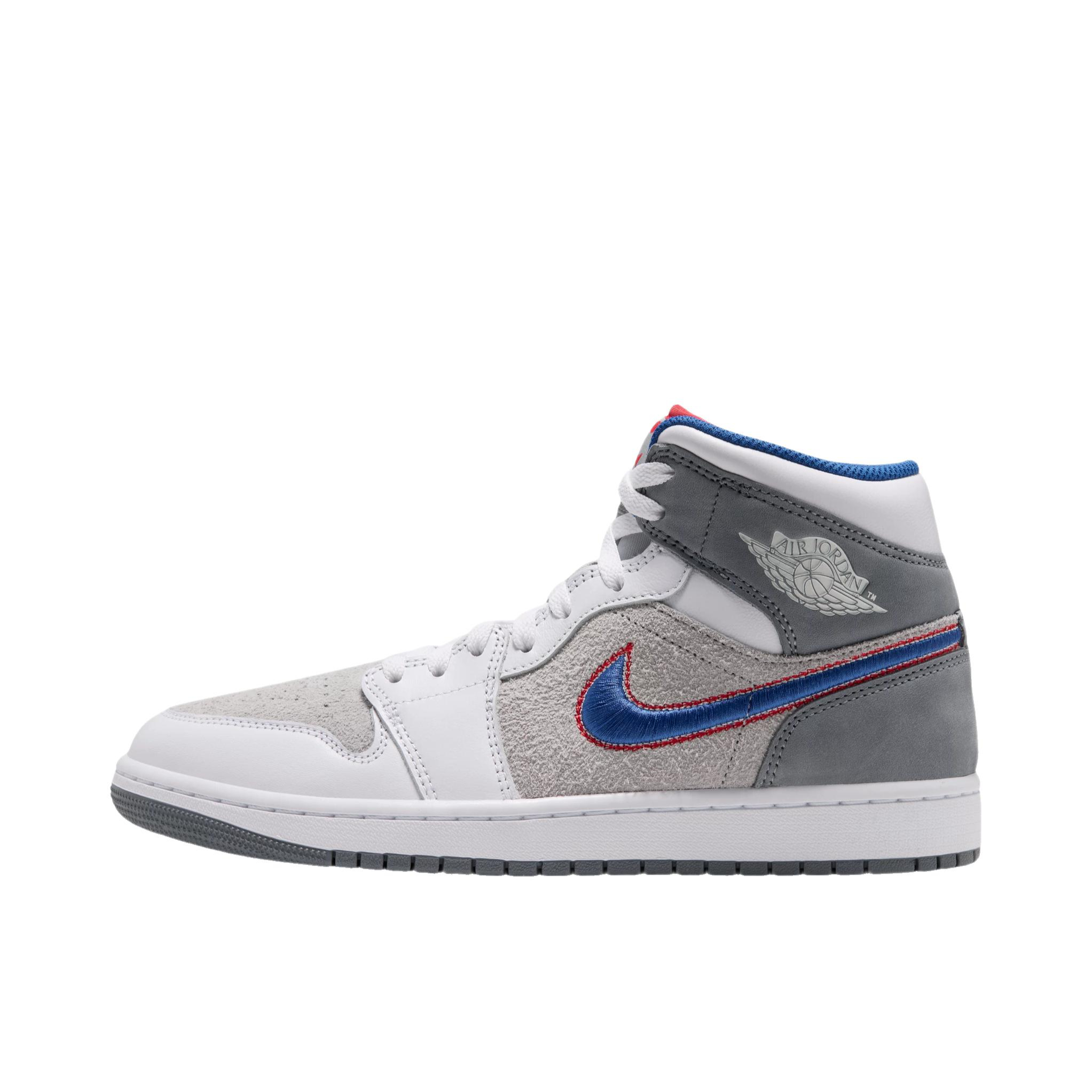 推荐商品：Air Jordan 1 板鞋 运动休闲鞋 复古潮流支撑合成革 浅烟灰/校园宝蓝/大学红/冷灰色/白色/黑色
