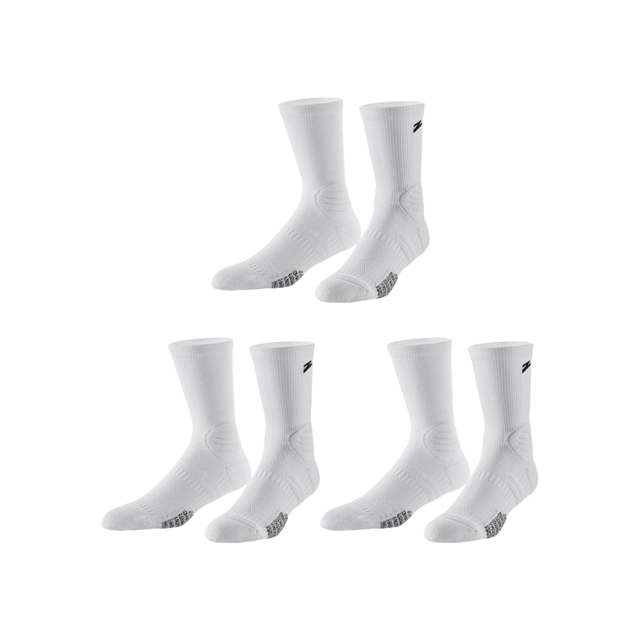 UZIS 袜子 24SS 斗牛1.0Z系列条纹防滑网眼缓震毛巾底篮球中长筒袜 U4111253 白色 3双