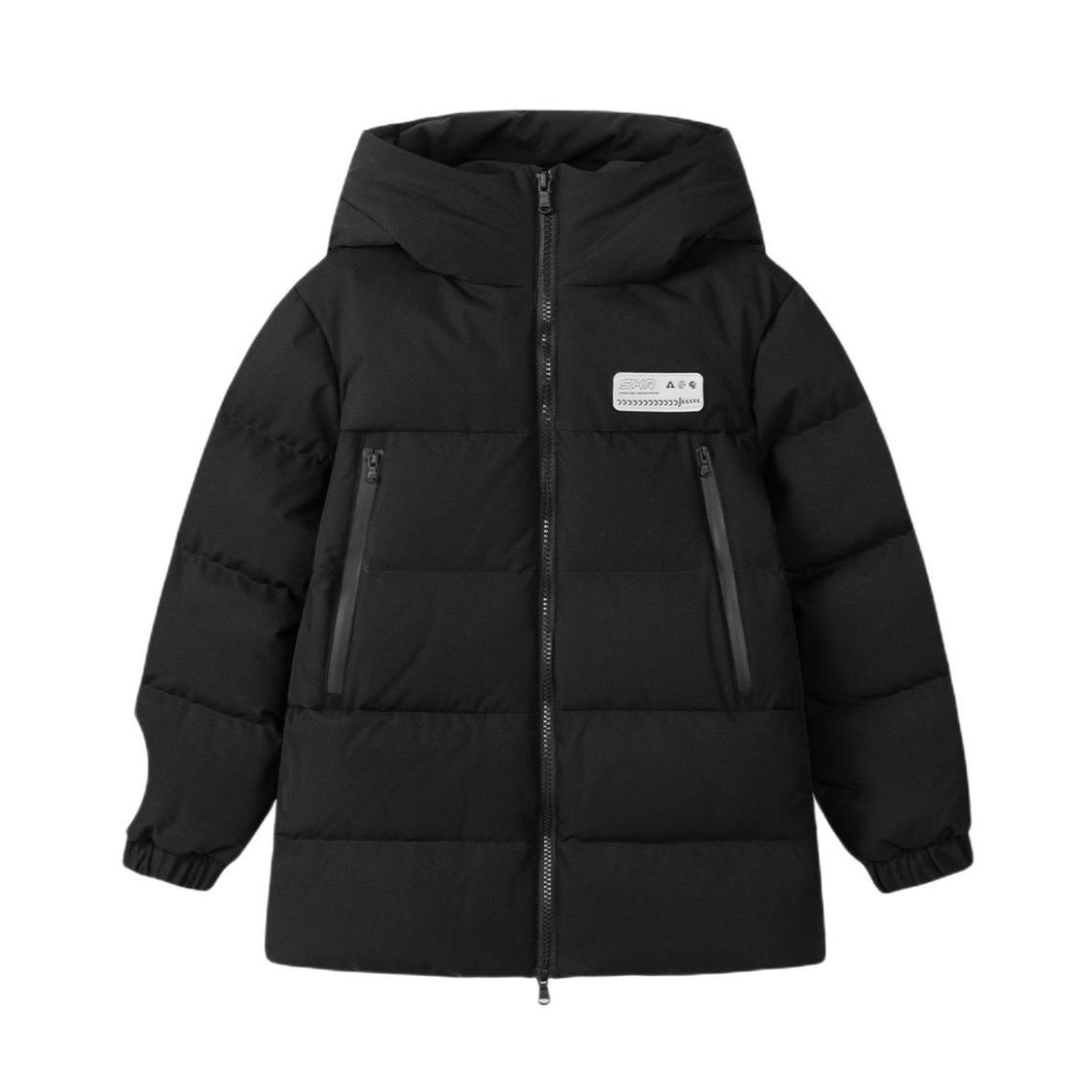 推荐商品：souhait/水孩儿童装 中长款保暖拉链连帽羽绒服 中大童 SHQDND29CR742S03 钻石黑